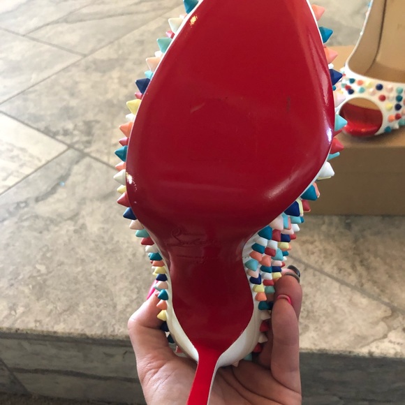 Louboutin size 37 multi colored spiked heels - Picture 5 of 6